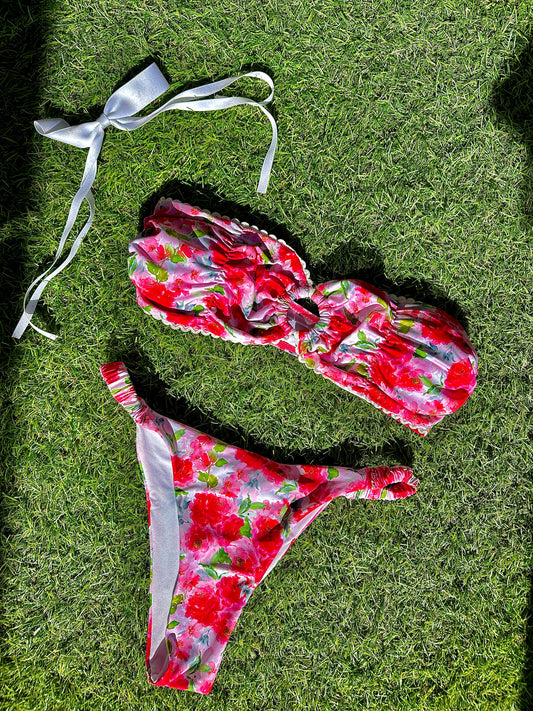 Fuscia Flowerlily Bikini Top
